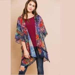 Kimono, Sheer Floral Open Front S/M